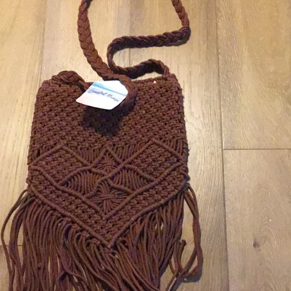 Boho -Coastal Breeze Crochet Bag with Fring… Brown